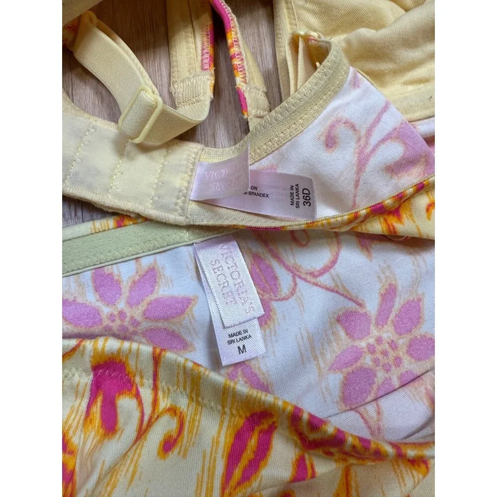 Y2K 2002 Victorias Secret Yellow & Pink Floral Bikini Set 36/M